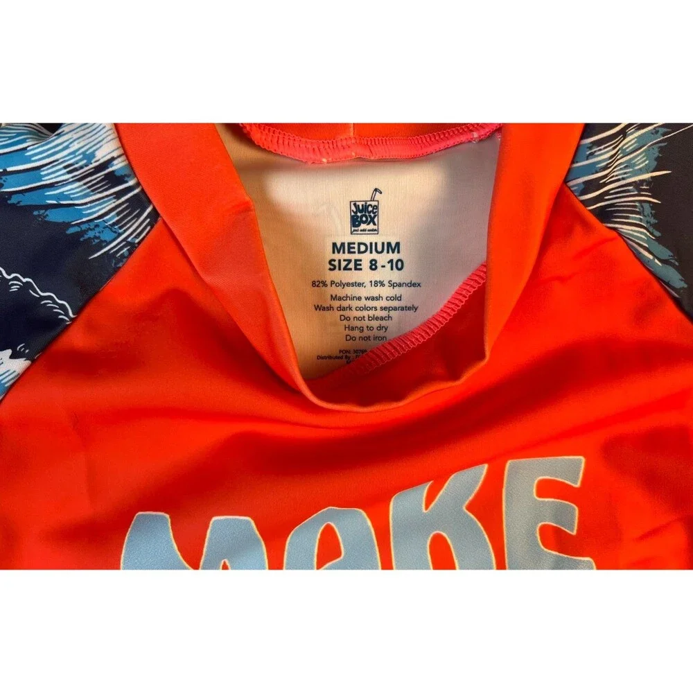 Juice Box Youth Boys Make Waves UV50+ Long Sleeve Rash Guard Shirt  Size 8-10